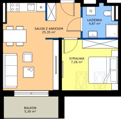 2 pokoje, apartament 37,48 m², piętro 1, oferta nr 104-L24, Sunset Resort, Grzybowo, ul. Nadmorska 106