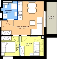 3 pokoje, apartament 41,86 m², piętro 2, oferta nr 203-L40, Sunset Resort, Grzybowo, ul. Nadmorska 106