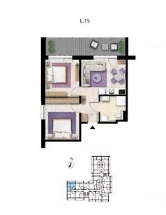 3 pokoje, apartament 49,22 m², parter, oferta nr L 15, Sunset Resort bud 302, Grzybowo, ul. Nadmorska 106