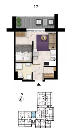 1 pokój, apartament 27,44 m², piętro 1, oferta nr L 17, Sunset Resort bud 302, Grzybowo, ul. Nadmorska 106