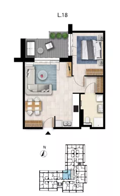 2 pokoje, apartament 48,35 m², piętro 1, oferta nr L 18, Sunset Resort bud 302, Grzybowo, ul. Nadmorska 106