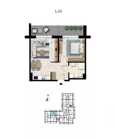 2 pokoje, apartament 43,47 m², piętro 1, oferta nr L 33, Sunset Resort bud 302, Grzybowo, ul. Nadmorska 106