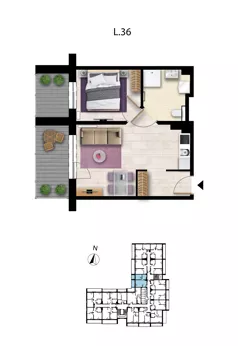 2 pokoje, apartament 37,40 m², piętro 2, oferta nr L 36, Sunset Resort bud 302, Grzybowo, ul. Nadmorska 106