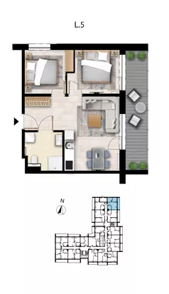 3 pokoje, apartament 44,89 m², parter, oferta nr L 5, Sunset Resort bud 302, Grzybowo, ul. Nadmorska 106