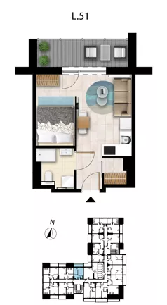 1 pokój, apartament 27,07 m², piętro 3, oferta nr L 51, Sunset Resort bud 302, Grzybowo, ul. Nadmorska 106