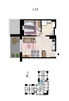 2 pokoje, apartament 33,03 m², piętro 3, oferta nr L 53, Sunset Resort bud 302, Grzybowo, ul. Nadmorska 106