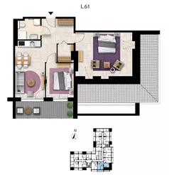 3 pokoje, apartament 59,43 m², piętro 3, oferta nr L 61, Sunset Resort bud 302, Grzybowo, ul. Nadmorska 106