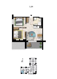 3 pokoje, apartament 39,75 m², piętro 3, oferta nr L 64, Sunset Resort bud 302, Grzybowo, ul. Nadmorska 106