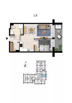 2 pokoje, apartament 38,43 m², parter, oferta nr L 8, Sunset Resort bud 302, Grzybowo, ul. Nadmorska 106