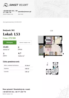 2 pokoje, apartament 33,03 m², piętro 3, oferta nr L 53, Sunset Resort bud 302, Grzybowo, ul. Nadmorska 106