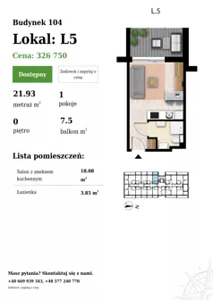 1 pokój, apartament 21,93 m², parter, oferta nr 104-L5, Sunset Resort, Grzybowo, ul. Nadmorska 106