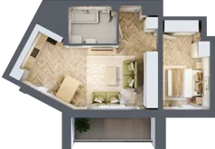 2 pokoje, mieszkanie 44,57 m², piętro 4, oferta nr 44, Ornament, Szczecin, Śródmieście, Nowe Miasto, al. Powstańców Wielkopolskich 100