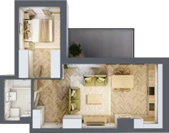 2 pokoje, mieszkanie 48,03 m², piętro 1, oferta nr 3, Ornament, Szczecin, Śródmieście, Nowe Miasto, al. Powstańców Wielkopolskich 100