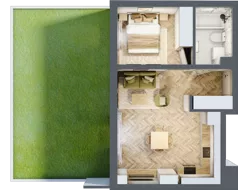 2 pokoje, mieszkanie 39,02 m², parter, oferta nr A_1_04, Bukovo Park, Szczecin, Północ, Bukowo, ul. Strzelców Karpackich