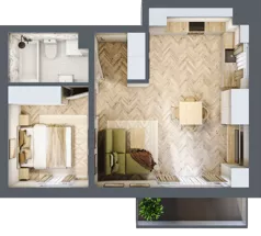 2 pokoje, mieszkanie 43,96 m², piętro 1, oferta nr A_1_14, Bukovo Park, Szczecin, Północ, Bukowo, ul. Strzelców Karpackich