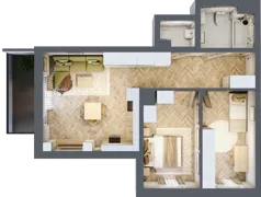 3 pokoje, mieszkanie 60,85 m², piętro 1, oferta nr B_2_10, Bukovo Park, Szczecin, Północ, Bukowo, ul. Strzelców Karpackich