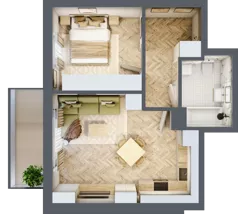 2 pokoje, mieszkanie 42,18 m², piętro 1, oferta nr B_3_12, Bukovo Park, Szczecin, Północ, Bukowo, ul. Strzelców Karpackich