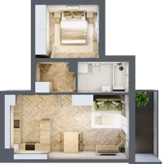 2 pokoje, mieszkanie 44,60 m², piętro 2, oferta nr B_3_17, Bukovo Park, Szczecin, Północ, Bukowo, ul. Strzelców Karpackich