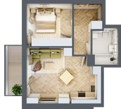 2 pokoje, mieszkanie 42,18 m², piętro 2, oferta nr B_3_19, Bukovo Park, Szczecin, Północ, Bukowo, ul. Strzelców Karpackich
