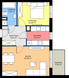 2 pokoje, mieszkanie 48,27 m², piętro 1, oferta nr 14G.34, Zielone Zamienie X, Zamienie, ul. Czekoladowa / Herbaciana