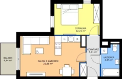 2 pokoje, mieszkanie 44,45 m², piętro 3, oferta nr 14G.44, Zielone Zamienie X, Zamienie, ul. Czekoladowa / Herbaciana