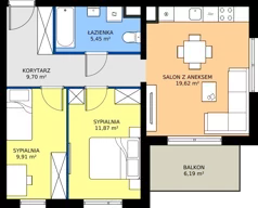 3 pokoje, mieszkanie 56,55 m², piętro 1, oferta nr 15G.59, Zielone Zamienie X, Zamienie, ul. Czekoladowa / Herbaciana