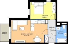 2 pokoje, mieszkanie 44,65 m², piętro 1, oferta nr 15G.56, Zielone Zamienie X, Zamienie, ul. Czekoladowa / Herbaciana