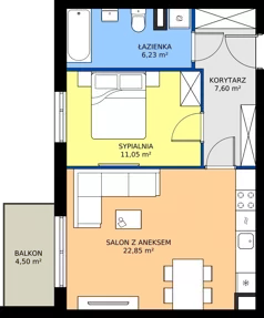 2 pokoje, mieszkanie 47,73 m², piętro 1, oferta nr 15G.55, Zielone Zamienie X, Zamienie, ul. Czekoladowa / Herbaciana