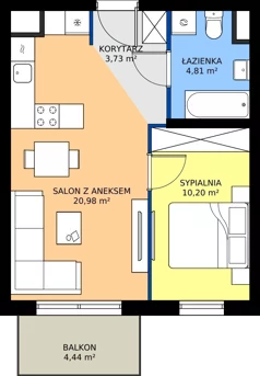 2 pokoje, mieszkanie 39,72 m², piętro 2, oferta nr 1C.16, Zielone Zamienie XI, Zamienie, ul. Zakładowa/Herbaciana