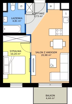 2 pokoje, mieszkanie 39,72 m², piętro 2, oferta nr 1C.15, Zielone Zamienie XI, Zamienie, ul. Zakładowa/Herbaciana