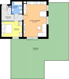 2 pokoje, mieszkanie 51,32 m², parter, oferta nr 1C.2, Zielone Zamienie XI, Zamienie, ul. Zakładowa/Herbaciana