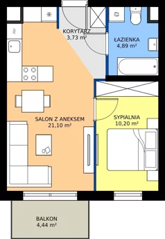 2 pokoje, mieszkanie 39,92 m², piętro 1, oferta nr 1C.10, Zielone Zamienie XI, Zamienie, ul. Zakładowa/Herbaciana