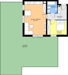 2 pokoje, mieszkanie 51,32 m², parter, oferta nr 1C.5, Zielone Zamienie XI, Zamienie, ul. Zakładowa/Herbaciana