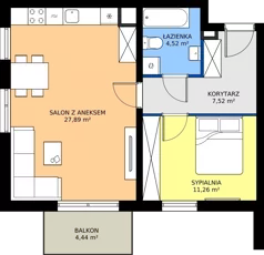 2 pokoje, mieszkanie 51,19 m², piętro 1, oferta nr 1C.11, Zielone Zamienie XI, Zamienie, ul. Zakładowa/Herbaciana