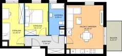 3 pokoje, mieszkanie 60,40 m², piętro 1, oferta nr 2C.31, Zielone Zamienie XI, Zamienie, ul. Zakładowa/Herbaciana
