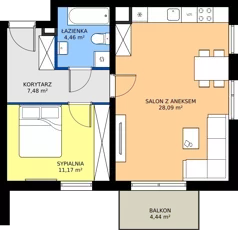 2 pokoje, mieszkanie 51,20 m², piętro 1, oferta nr 2C.32, Zielone Zamienie XI, Zamienie, ul. Zakładowa/Herbaciana