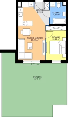 2 pokoje, mieszkanie 40,12 m², parter, oferta nr 3C.52, Zielone Zamienie XI, Zamienie, ul. Zakładowa/Herbaciana