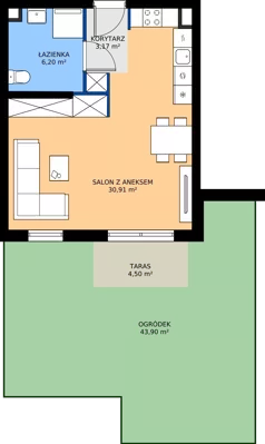 1 pokój, mieszkanie 40,28 m², parter, oferta nr 3C.51, Zielone Zamienie XI, Zamienie, ul. Zakładowa/Herbaciana