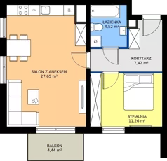 2 pokoje, mieszkanie 50,85 m², piętro 3, oferta nr 3C.71, Zielone Zamienie XI, Zamienie, ul. Zakładowa/Herbaciana