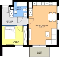 2 pokoje, mieszkanie 50,86 m², piętro 3, oferta nr 3C.68, Zielone Zamienie XI, Zamienie, ul. Zakładowa/Herbaciana