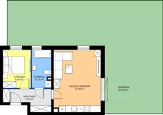 2 pokoje, mieszkanie 46,60 m², parter, oferta nr 3C.49, Zielone Zamienie XI, Zamienie, ul. Zakładowa/Herbaciana