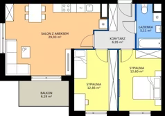 3 pokoje, mieszkanie 66,54 m², piętro 3, oferta nr 4J.96, Zielone Zamienie XI, Zamienie, ul. Zakładowa/Herbaciana