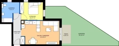 2 pokoje, mieszkanie 46,68 m², piętro 1, oferta nr 4J.81, Zielone Zamienie XI, Zamienie, ul. Zakładowa/Herbaciana