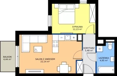 2 pokoje, mieszkanie 44,80 m², piętro 1, oferta nr 4J.80, Zielone Zamienie XI, Zamienie, ul. Zakładowa/Herbaciana