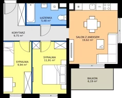 3 pokoje, mieszkanie 56,70 m², piętro 1, oferta nr 4J.83, Zielone Zamienie XI, Zamienie, ul. Zakładowa/Herbaciana