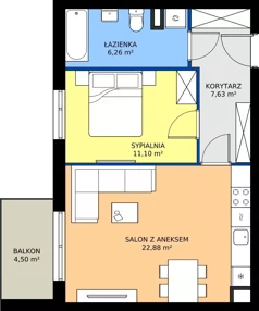 2 pokoje, mieszkanie 47,87 m², piętro 1, oferta nr 5J.103, Zielone Zamienie XI, Zamienie, ul. Zakładowa/Herbaciana