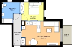 2 pokoje, mieszkanie 46,68 m², piętro 1, oferta nr 6J.129, Zielone Zamienie XI, Zamienie, ul. Zakładowa/Herbaciana