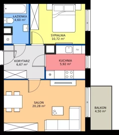 2 pokoje, mieszkanie 48,19 m², piętro 2, oferta nr 7J.160, Zielone Zamienie XI, Zamienie, ul. Zakładowa/Herbaciana