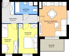 3 pokoje, mieszkanie 56,38 m², piętro 3, oferta nr 7J.167, Zielone Zamienie XI, Zamienie, ul. Zakładowa/Herbaciana