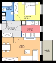 2 pokoje, mieszkanie 48,19 m², piętro 3, oferta nr 7J.166, Zielone Zamienie XI, Zamienie, ul. Zakładowa/Herbaciana